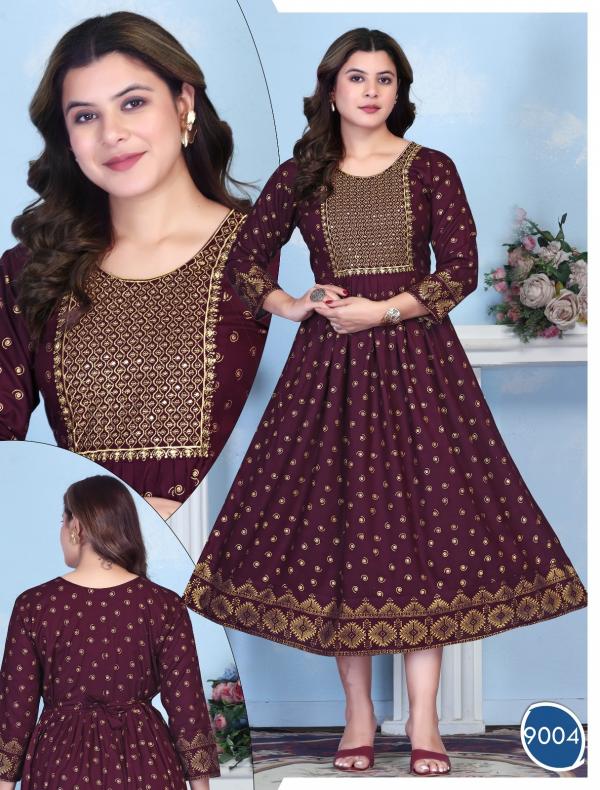 Beauty Queen Always Bindaas Rayon Printed Anarkali Kurtis Collection